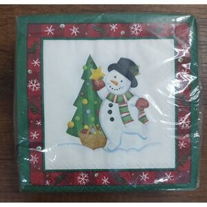 Longaberger Baskets New Pack Of Bluster The Snowman Paper Napkins Christmas A2